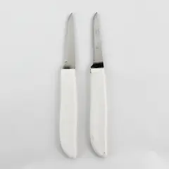 Lot of 2 SS Kitchen Paring Knives White Handle 6.25" 1 Pampered Chef 1 Unbranded