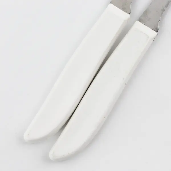 Lot of 2 SS Kitchen Paring Knives White Handle 6.25" 1 Pampered Chef 1 Unbranded