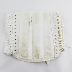 Vintage Embroidered Off-White Back Support Corset Size 2 Flawed