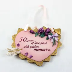 Enesco Sign of the Times Ceramic Heart Plaque '50 Years' Anniversary