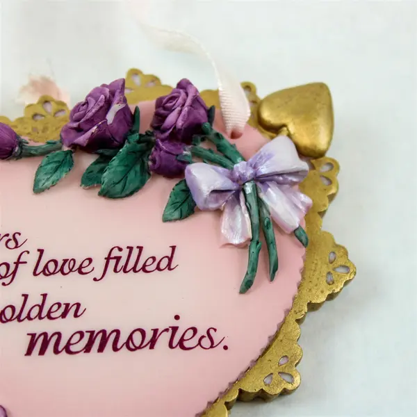 Enesco Sign of the Times Ceramic Heart Plaque '50 Years' Anniversary