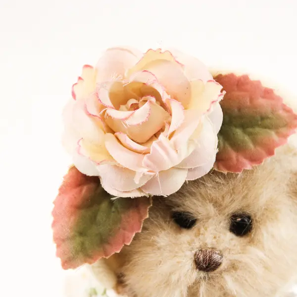 The Bearington Collection Cream Plush Bear White Cardigan & Pink Hat