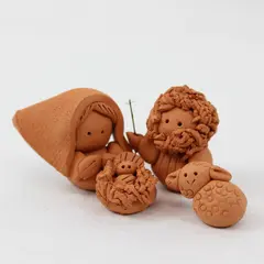 Handcrafted Clay Nativity Scene Miniatures Tabletop Shelf Display 2x2x1.5