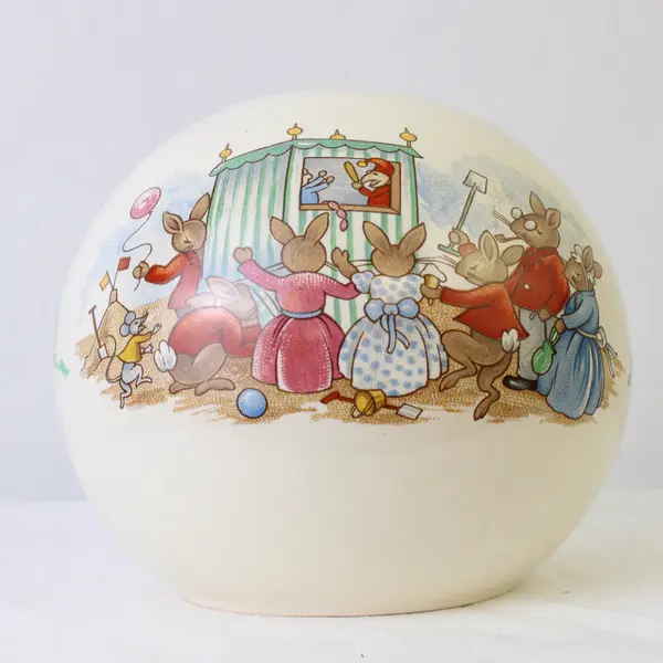 Royal Doulton 1936 Bunnykins Rabbits Cute Small Round/Sphere Ceramic Piggy Bank