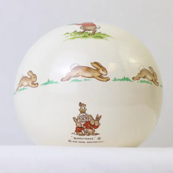 Royal Doulton 1936 Bunnykins Rabbits Cute Small Round/Sphere Ceramic Piggy Bank