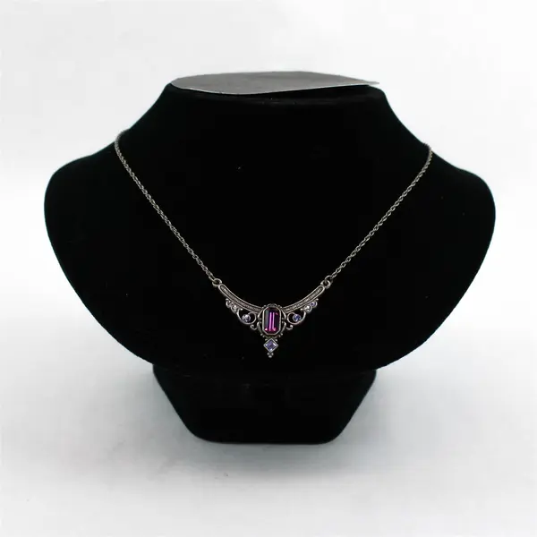 Vintage Silver-Tone Fashion Necklace with Stones, 1928 Brand