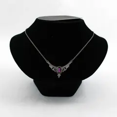 Vintage Silver-Tone Fashion Necklace with Stones, 1928 Brand