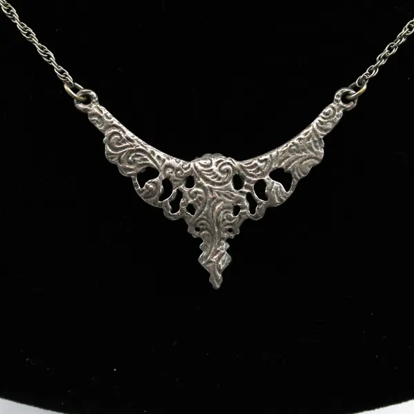 Vintage Silver-Tone Fashion Necklace with Stones, 1928 Brand