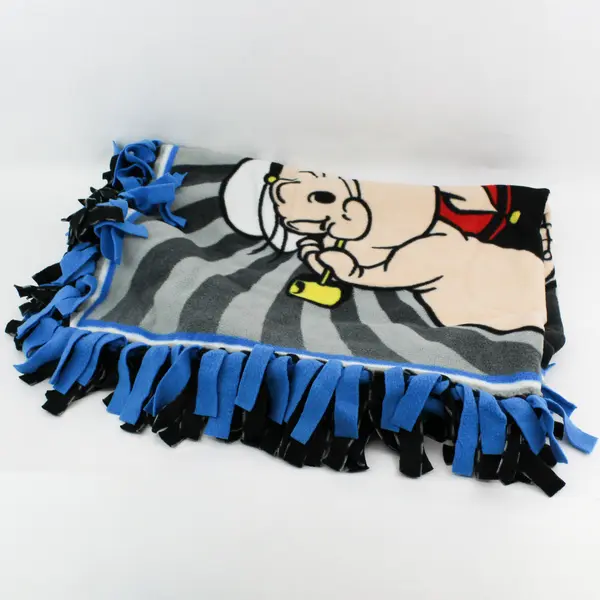 Unbranded "Popeye The Sailor Man" Blue No Sew Fleece Tie Throw Blanket 39" x 54"