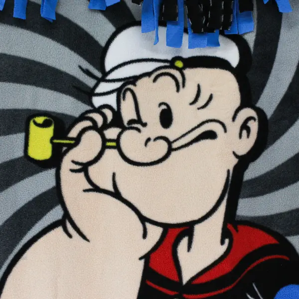 Unbranded "Popeye The Sailor Man" Blue No Sew Fleece Tie Throw Blanket 39" x 54"