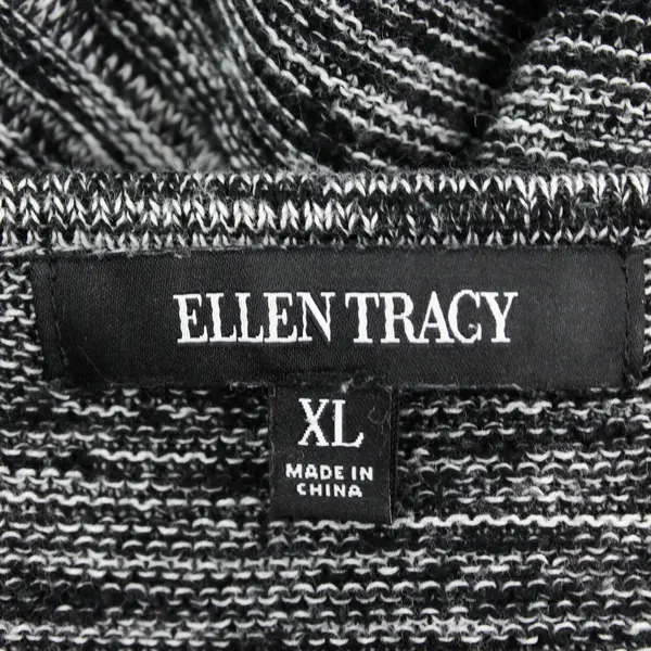 Ellen Tracy Black/White Color Long Sleeve Woven Sweater Women's Size XL