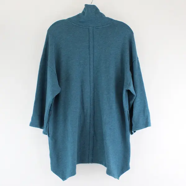 PureJill Teal Blue 3/4 Length Sleeve Mock Neck Woven Sweater Women's Size XS
