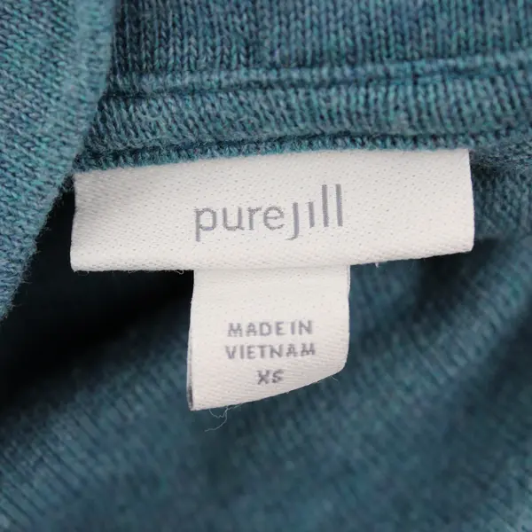 PureJill Teal Blue 3/4 Length Sleeve Mock Neck Woven Sweater Women's Size XS