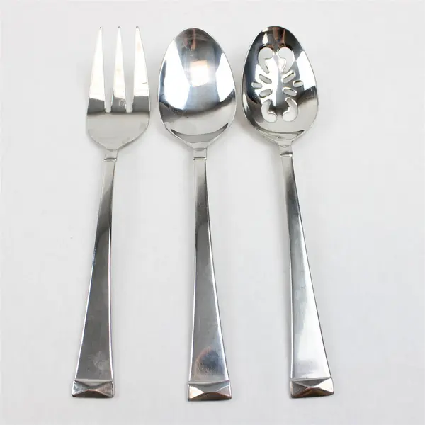 Lot Of 3 Cuisinart Flatware CUI28 (Stainless) Pattern 2 Serving Spoons & 1 Fork