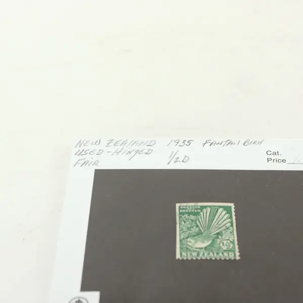 Lot of 2 New Zealand Stamps Used Hinged 1882 Queen Victoria & 1935 Fantail Bird