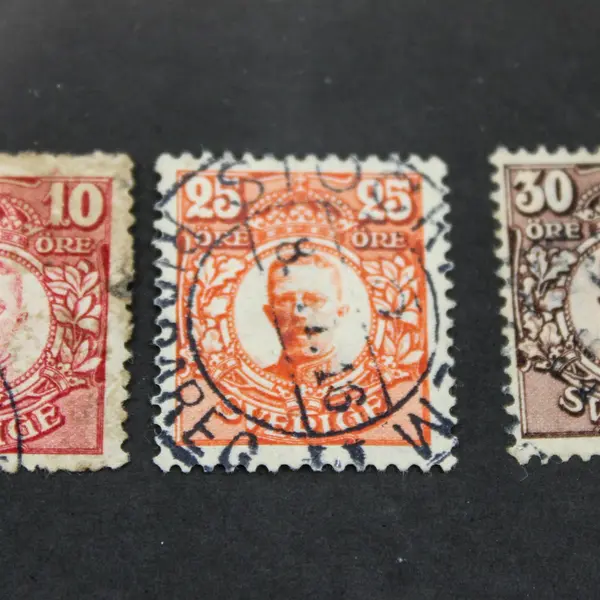 Lot Of 3 Sweden King Gustaf V 10/25/30 Ore Stamps Used Hinged 1910s