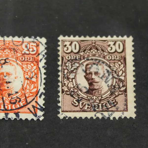 Lot Of 3 Sweden King Gustaf V 10/25/30 Ore Stamps Used Hinged 1910s