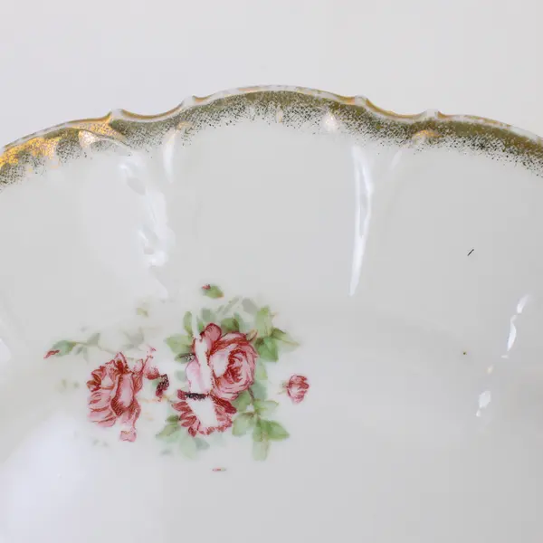 Vintage Porcelain Collector Plate Pink & Yellow Roses Gold Trim 8.5in