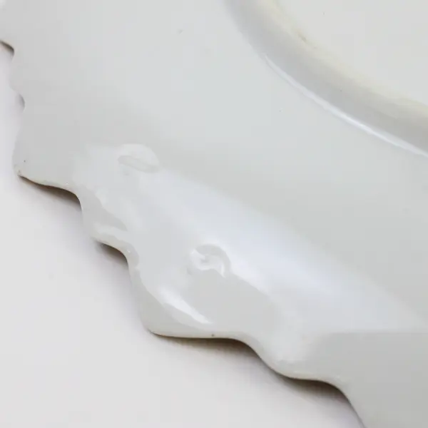 Vintage White Ceramic Happy Anniversary Plate Wedding Bells Scalloped Edge