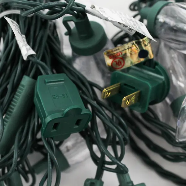 Lot Of 3 UL Warm White String Lights TS-55 With Green Cord & Clips(Tested Works)