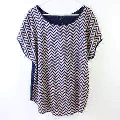 NWT Espresso Beige and Navy Chevron Short-Sleeved Top Women's 2X