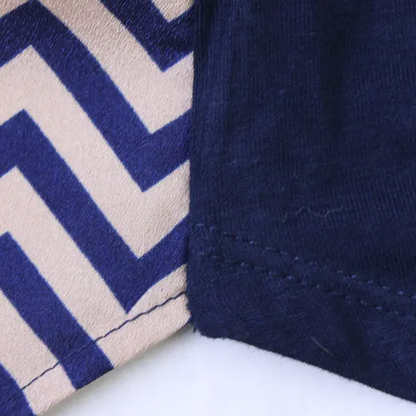 NWT Espresso Beige and Navy Chevron Short-Sleeved Top Women's 2X