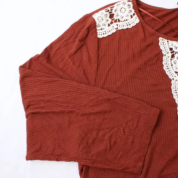 Style & Co. Burnt Orange 3/4-Sleeve Crochet Detail Top Women's XXL