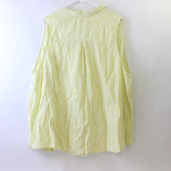 Terra & Sky Yellow and White Striped Sleeveless Button-Up Shirt Women's 3X