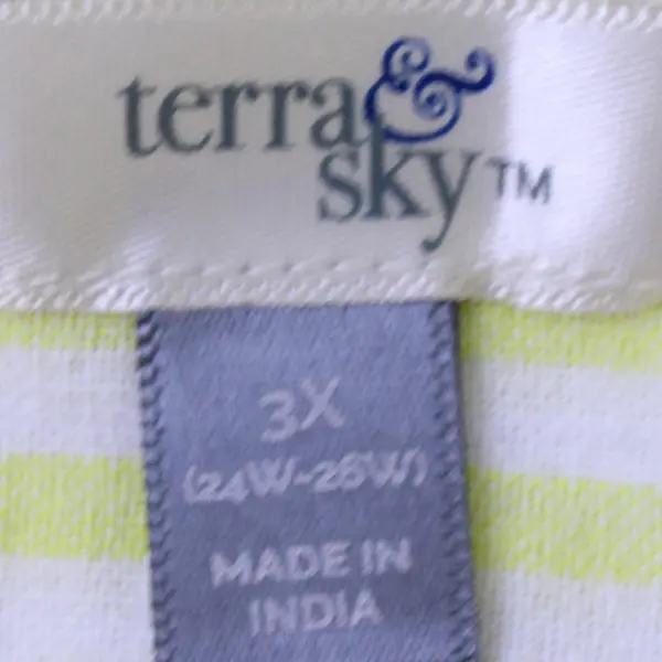 Terra & Sky Yellow and White Striped Sleeveless Button-Up Shirt Women's 3X