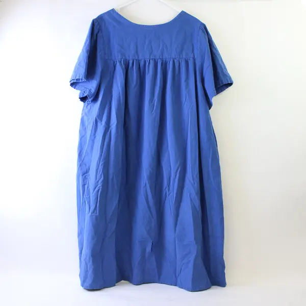 Blair Floral Embroidered Blue Square-Neck Short-Sleeved Midi Dress Women's XL