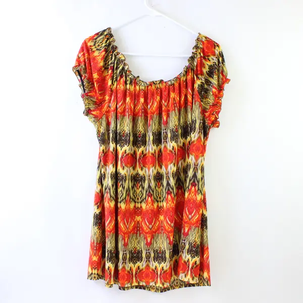 American City Wear Orange and Yellow Short-Sleeved Blouse Women's 3X