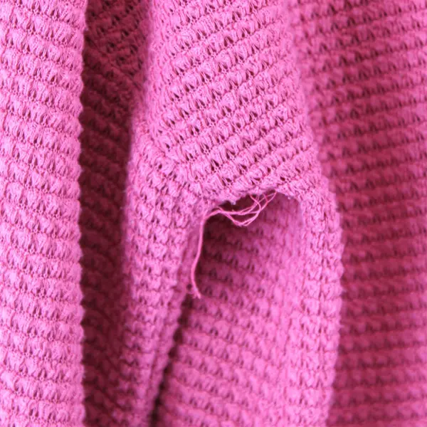 Unbranded Solid Pink Knit Sheer Long Sleeve Collared Top Women's Size Large
