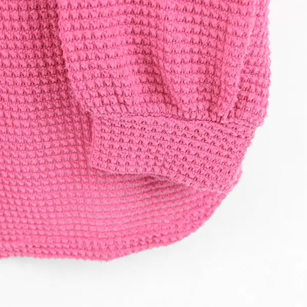 Unbranded Solid Pink Knit Sheer Long Sleeve Collared Top Women's Size Large