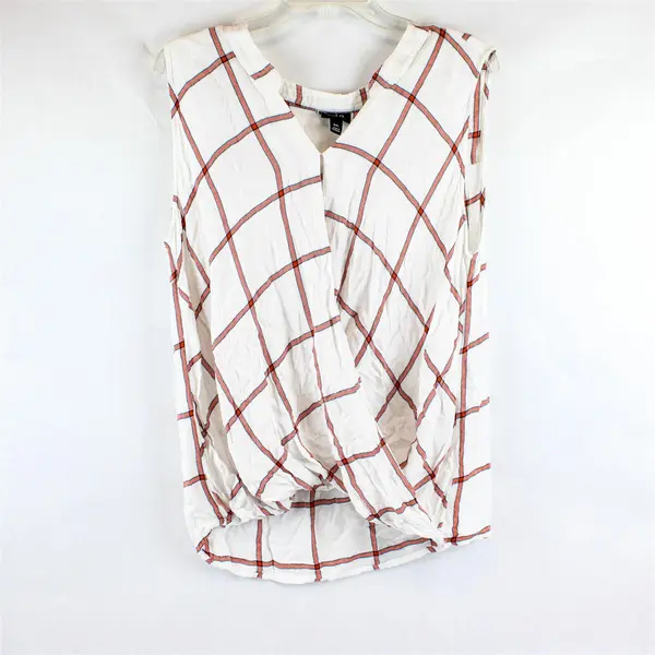 Ana White/Orange Grid/Plaid Patterned Sleeveless Top Womens Size XXL