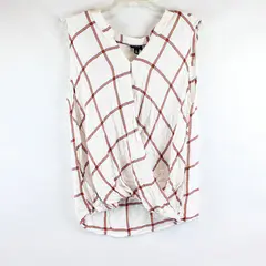 Ana White/Orange Grid/Plaid Patterned Sleeveless Top Womens Size XXL