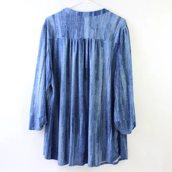 Cocomo Blue Roll-Tab Sleeve Top Women's 3X