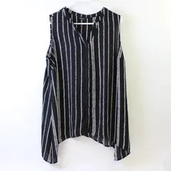 Apt. 9 Black and White Sleeveless V-Neck Blouse Women's 1X