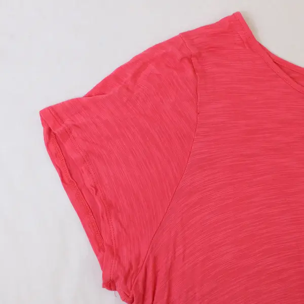 Cable & Gauge Pink Boat Neck Short-Sleeved Top Button Detail Women's 2X