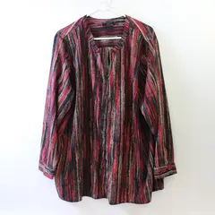 Erika Red and Black Long-Sleeved Button-Up Women's 2X