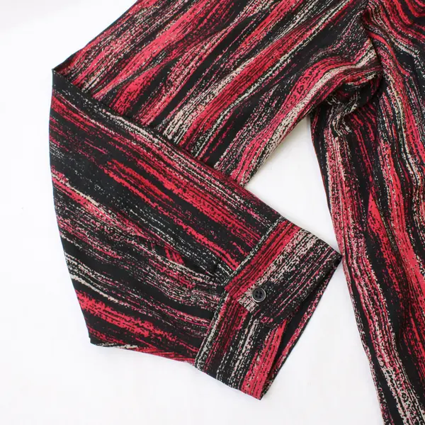 Erika Red and Black Long-Sleeved Button-Up Women's 2X