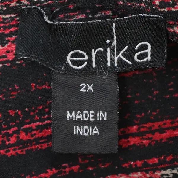 Erika Red and Black Long-Sleeved Button-Up Women's 2X