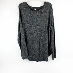 Old Navy Black/Gray Speckled Long Sleeve T-Shirt Top Women's Size Tall XXL