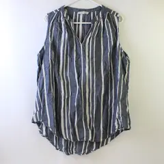 Annalee + Hope Gray and White Striped Sleeveless V-Neck Blouse Women's XXL