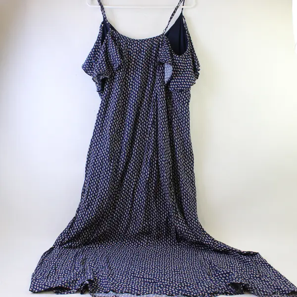 NWT Candalite Floral Pattern Navy Blue Cold Shoulder Maxi Dress Women's 2X