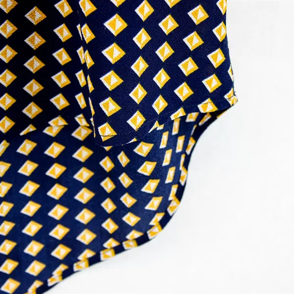 Hawthorn Blue/Orange Geometric Short Sleeve Blouse 100% Polyester Women's Sz XXL