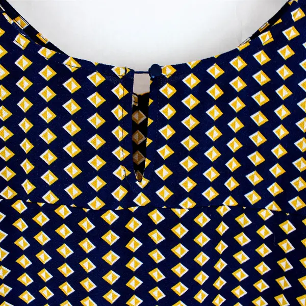 Hawthorn Blue/Orange Geometric Short Sleeve Blouse 100% Polyester Women's Sz XXL