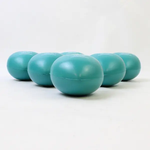Lot of 6 Rubber Heart-Shaped Stress Reliever Balls, Aqua Blue 