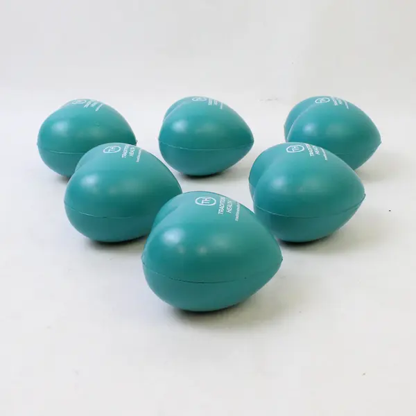 Lot of 6 Rubber Heart-Shaped Stress Reliever Balls, Aqua Blue 
