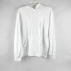 Unbranded Solid White Knit Hooded Sweater W/ Kangaroo Pocket Women's Size 1XL
