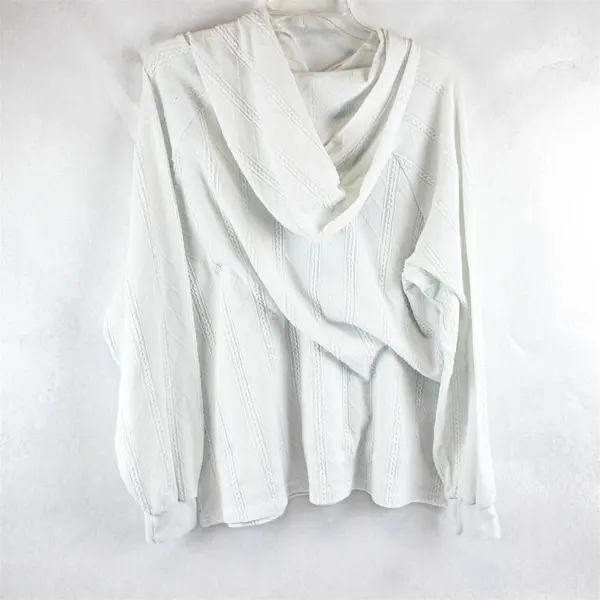 Unbranded Solid White Knit Hooded Sweater W/ Kangaroo Pocket Women's Size 1XL